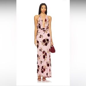 For Love And Lemons Pink Floral Maxi Dress